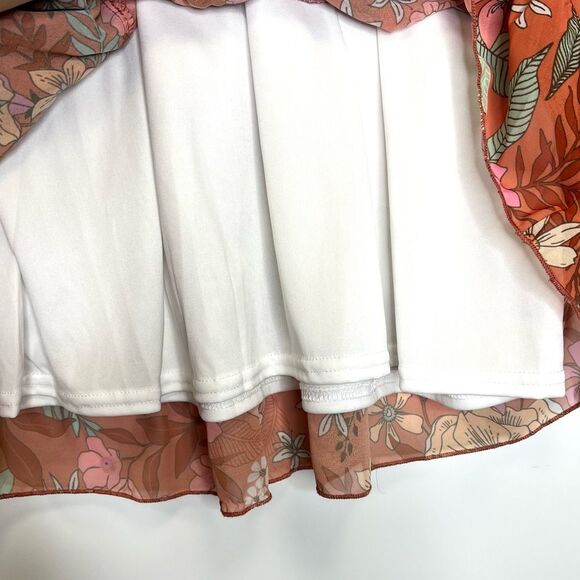 Altar’d State Floral Tiered Ruffle Tie Strap Dress Medium Orange - Picture 5 of 10